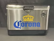 Corona CORIC54 Ice Chest Beverage Cooler W/Bottle Opener 54 QT Silver Used