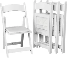 4 White Resin Stackable Folding Chairs -Comfortable White Foldable Chair-Folding