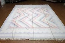 CLOSE OUT SALE _HAND-WOVEN_RUG_8' X 10' LIGHT BLUE BEIGE & LAVENDER DHURRIE