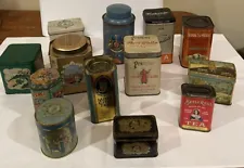 Antique Tea Tins Lot Of 13 Chinese English USA Empty Good Condition Colorful