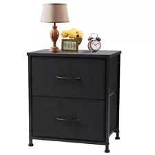 Nightstand For Bedroom With 2 Fabric Drawers Bedside Sofa Table With Storage