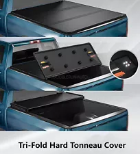 4.6ft Hard Tonneau Cover Tri-Fold For 2022-2024 Ford Maverick Truck Bed w/Lights