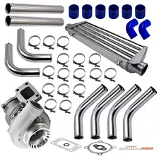 GT35 GT3582 Universal TurboCharger T3 4 Bolts W/ Intercooler Piping Pipes Kit