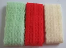 SALE~~~ Lot of 3- "Mixed Colors" Nylon Scalloped Lace w/Tiny Flowers 5 yds each