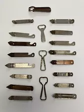 20 VTG Church Key Beer Bottle Opener LOT Barware Church Key