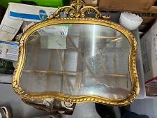 Antique Wood Carved Gilded Gold Framed Mirror 25” x 28”