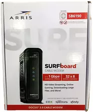 ARRIS SURFboard SB6190 DOCSIS 3.0 32 x 8 Gigabit Cable Modem 1 Gbps Black