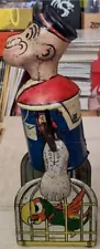 1930s Marx American Tin Walking Popeye Parrot Cage Wind-Up Toy Working Rare