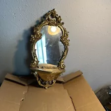 Mid Century Modern Vintage 70’s Syroco Dart #2327 Gold Mirror Shelf Ornate 21.5”