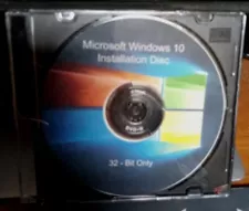 MS Windows 10 Home/Pro/Edu. Install Disc 32-Bit Only. Clear Slim Case Included.