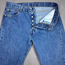 Levis 501 Jeans Mens 34x32 Blue Button Fly Classic Denim Pants Original Office