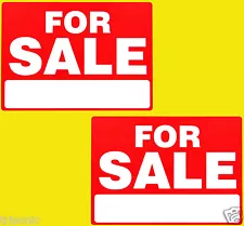 TWO FOR SALE SIGN 9"X12" WEATHER RESIST PLASTIC THIN FLEXIBLE WRITE IN BOX