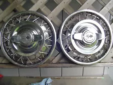 TWO 13 INCH VINTAGE CHEVROLET CORVAIR WIRE SPINNERS HUBCAPS WHEEL COVERS CHEVY