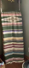 Vintage Mexican Serape Blanket Woven Stripes Southwest Vivid Colors with Fringe