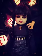 Horror OOAK "WEDNESDAY ADDAMS" Porcelain Collector Doll Artist Made By CLEArT