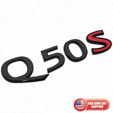 For Infiniti Q50S Rear Trunk Letter Badge Emblem Nameplate Sport Gloss Black