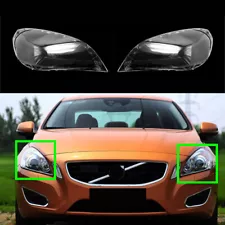 Pair Headlight Lens Cover Head Lamp Housing Shell For Volvo S60 V60 2011-2013