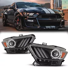 Headlights For 2015-2017 Ford Mustang HID/Xenon w/LED DRL Projector Headlamps