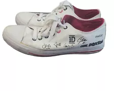 One Direction 1D White Autographed Low Top Sneaker Shoe Size 10