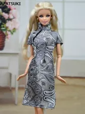 Handmade Grey Chinese Traditional Dress Qipao For 11.5" Doll Clothes Cheongsam