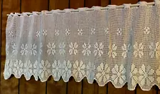 Vintage 50s - Hand Crocheted Window Curtain Valance - 65" Width