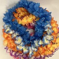 Lot of 15 Colorful Hawaiian Faux Flower Leis Luau Tropical Beach Tiki Party