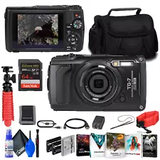 Olympus Tough TG-7 Camera - 2 Batteries + Float Strap + 64GB Card + Software +