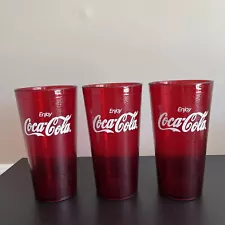 3 Coca Cola Coke Red Plastic Cups 6620 GET Houston TX USA 20 Oz