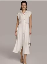 NWT Donna Karan BUTTON FRONT BELTED DRESS, Size L