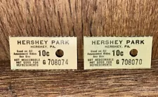 (Lot of 2) Vintage Hershey Park Tickets 10 Cent General Admission Stubs RARE