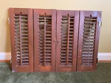 Vtg Wooden Interior Louver Shutters With Metal Clasp - 27" x 19.25"