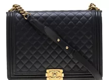 Authentic New Large Chanel Boy bag. Black, Free Shipping.