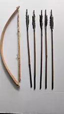 Semi Vintage Souvenir Native American 16 " Bow and Arrows 15.5 " Feathers Lot