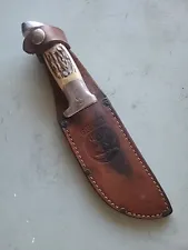 Vintage US Custom Made Handmade Rudy R.H. RUANA M Marked Hunting Knife w/ Sheath