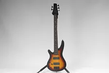 5 String Rockwood Lx-300b Left Handed Jazz Bass Electric Guitar Tobacco Sunburst