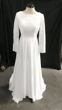 Princessly Women's White Long Sleeve Lace Top White Wedding Dress