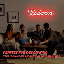 LED Budweiser Neon Sign, Dimmable USB Bar Decor for Man Cave,Home Bar,Club,Party