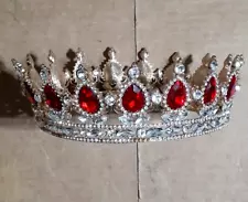 Queen/King/Man/Woman/Princess Tiara Red Crystal Royal Crown Jewelry Accessory