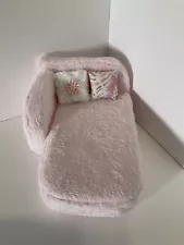 PINK FURRY CHAISE LOUNGE FOR BARBIE, MONSTER HIGH OR BRATZ DOLLS