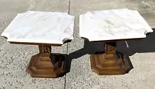 Listing for TwoTeensForCharity Pair Weiman Hollywood Regency Marble Top Tables