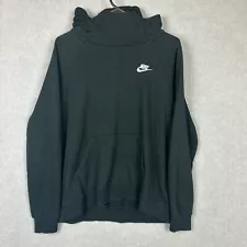 Nike Jumper Womens Medium Black Turtle Neck Hood Cotton Blend Embroidered Logo