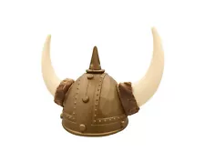 Adult Nordic Viking Barbarian Helmet with Faux Fur Horns Costume Accessory