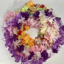 Lot of 13 Hawaiian Colorful Faux Flower Leis Luau Tropical Tiki Party Bonfire