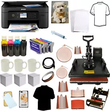 8 in1 Dye Sublimation Heat Press Wireless Printer Tshirts Mugs Hats Startup Kits