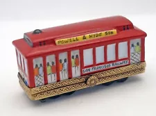 New French Limoges Trinket Box California San Francisco Street Cable Car &People