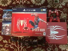 Sony PlayStation 4 Pro PS4 1TB Limited Marvel Spiderman Console Bundle 14 Games