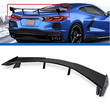 For Chevy Corvette C8 20-Up Rear Trunk Lid High Wing Spoiler Kit Gloss Black