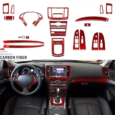 42Pcs Red Carbon Fiber Full Interior Kits Trim For Infiniti G37 Coupe 2010-2013