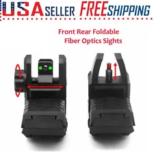 Tactical Polymer Foldable Fiber Optics Black Sight Flip-up Front and Rear Sights