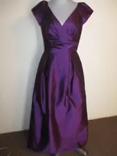 Alfred Sung FAB! Cap Sleeves Pockets Tafetta Maxi Dress in Majestic Purple 10